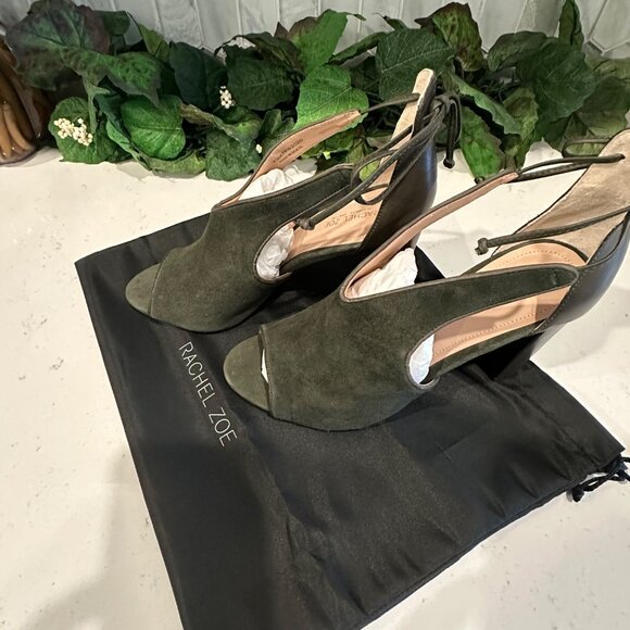Rachel Zoe Womens Green Suede & Leather Peep-Toe High Heels Size 8 NWOB - Picture 6 of 11